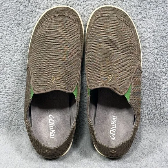 Olukai Nohea Mesh Mens Size 11.5 Slip On Sneakers Shoes Mustang Lime Peel