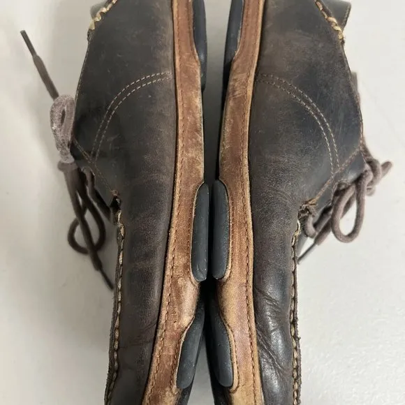 Olukai Shoes Mens 8 Brown Ohana Lace Up Nubuck Leather Slip Ons Loafers