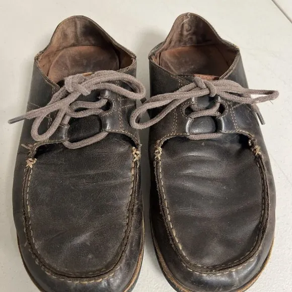 Olukai Shoes Mens 8 Brown Ohana Lace Up Nubuck Leather Slip Ons Loafers