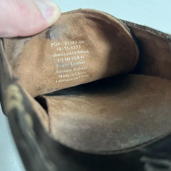 Olukai Shoes Mens 8 Brown Ohana Lace Up Nubuck Leather Slip Ons Loafers