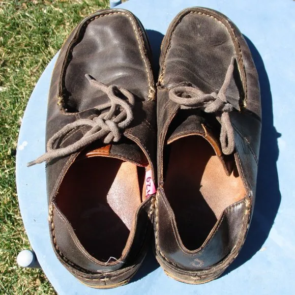 Olukai Shoes Mens 8 Brown Ohana Lace Up Nubuck Leather Slip Ons Loafers
