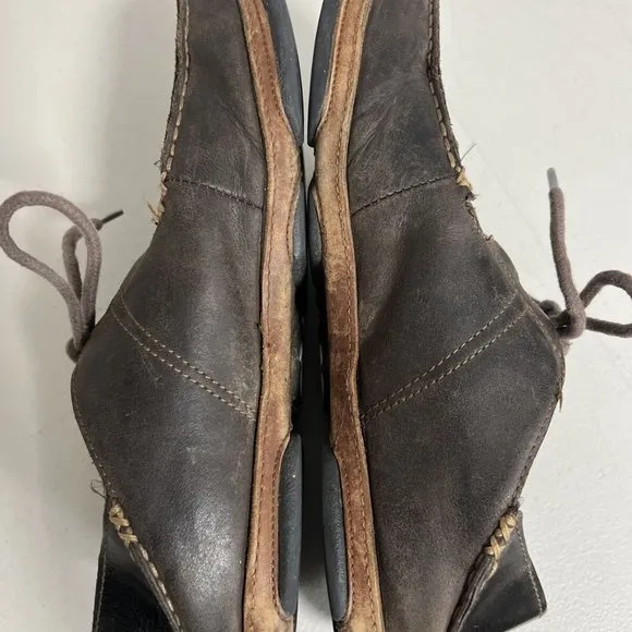 Olukai Shoes Mens 8 Brown Ohana Lace Up Nubuck Leather Slip Ons Loafers