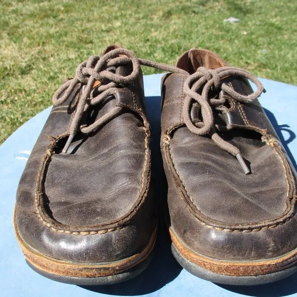 Olukai Shoes Mens 8 Brown Ohana Lace Up Nubuck Leather Slip Ons Loafers