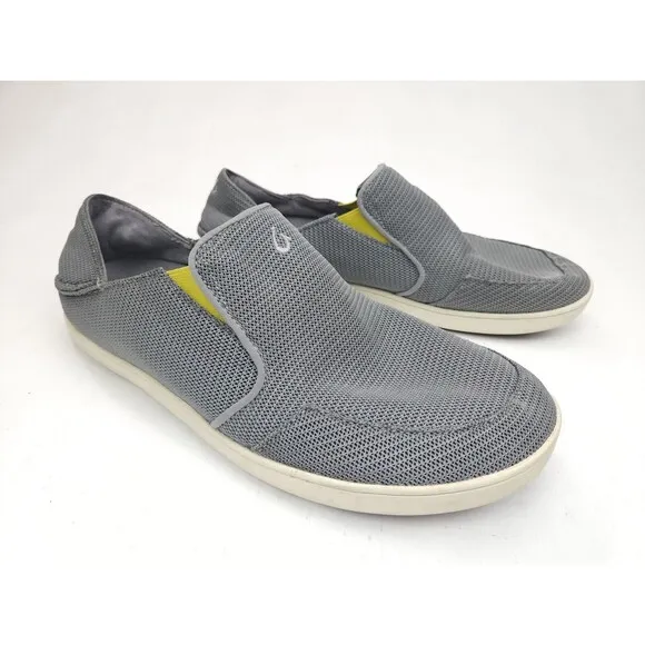 Olukia Nohea Mesh Men's Size 11.5 Gray Slip-On Shoes Casual Sneakers EUR 44.5