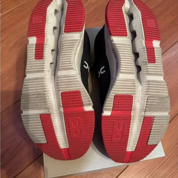 On Running Black and Red Athletic Shoes Cloudnova 2