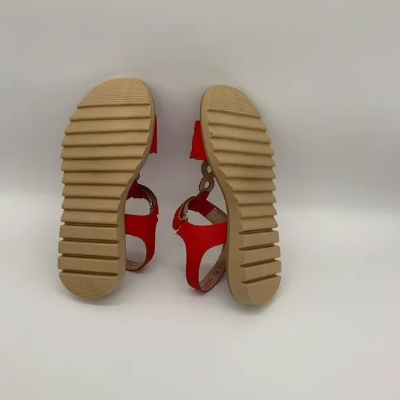 One35 Ankle Strap Red Sandals, Vegan Leather. Various Size
