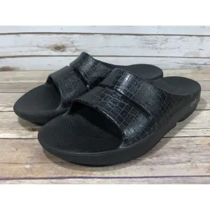 Oofos Ooahh Slip On Sandals Mens Size 9 Recovery Casual Comfort Black Rubber