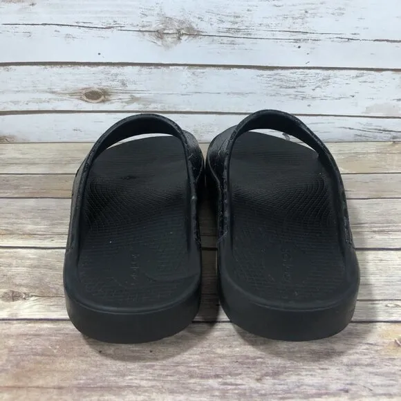 Oofos Ooahh Slip On Sandals Mens Size 9 Recovery Casual Comfort Black Rubber