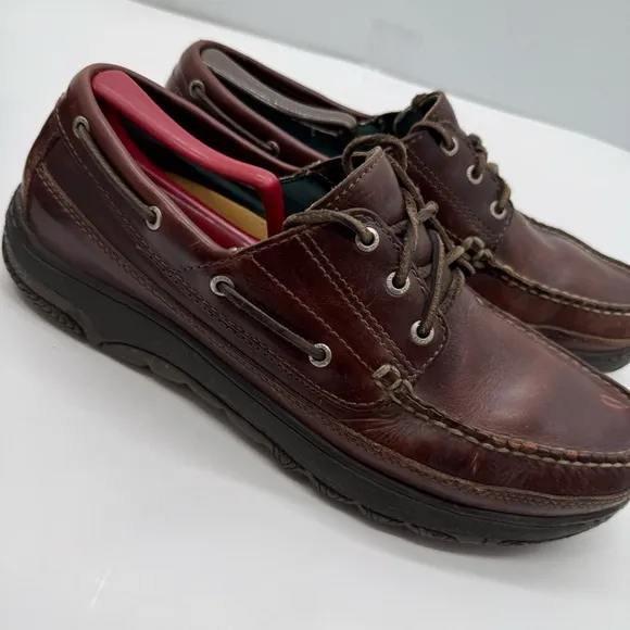 Orvis Boat Shoes Mens 10.5 Leather Lace Casual Fishing Y2K 86005 Brown