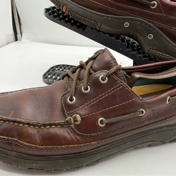 Orvis Boat Shoes Mens 10.5 Leather Lace Casual Fishing Y2K 86005 Brown