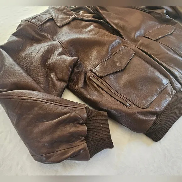 Orvis Genuine Lamb Leather Bomber Jacket Brown XXL