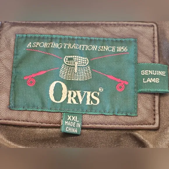Orvis Genuine Lamb Leather Bomber Jacket Brown XXL