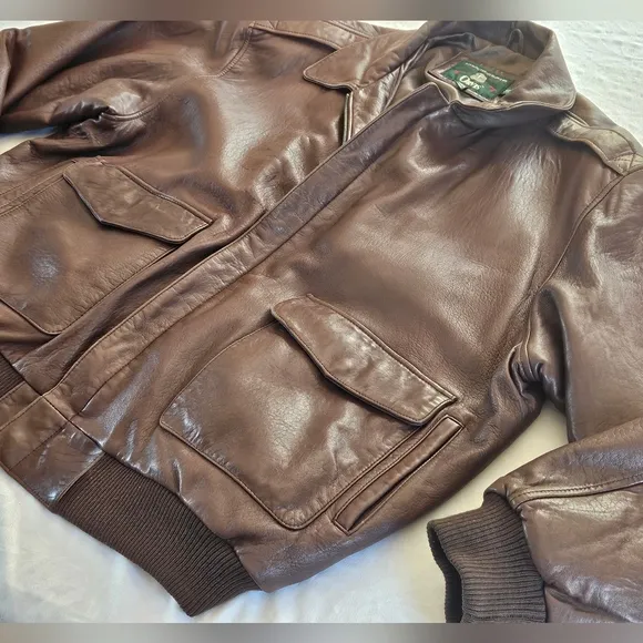 Orvis Genuine Lamb Leather Bomber Jacket Brown XXL