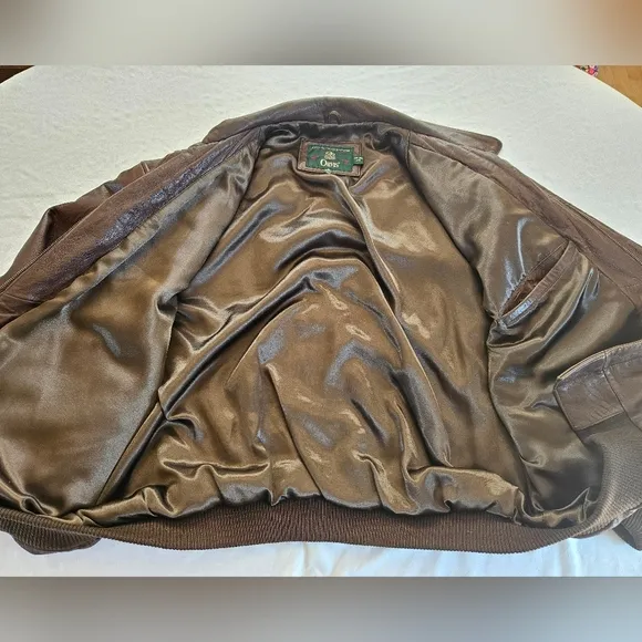 Orvis Genuine Lamb Leather Bomber Jacket Brown XXL