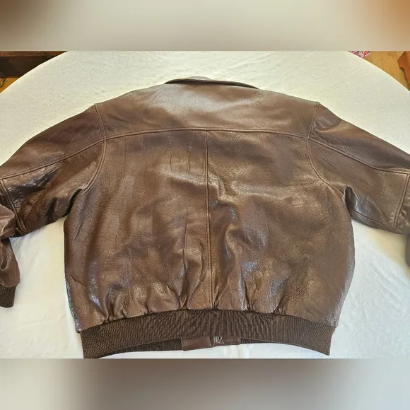 Orvis Genuine Lamb Leather Bomber Jacket Brown XXL