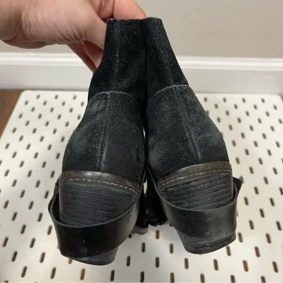 OTBT Bedford Black Suede Leather Harness Ankle Boots - Womens 8.5