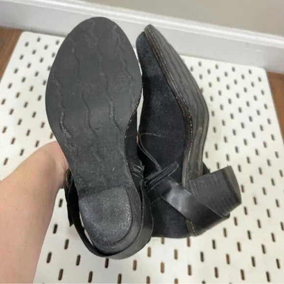 OTBT Bedford Black Suede Leather Harness Ankle Boots - Womens 8.5