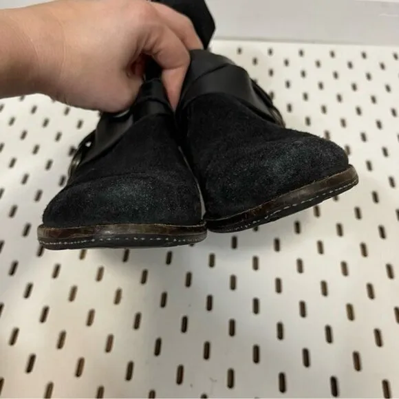 OTBT Bedford Black Suede Leather Harness Ankle Boots - Womens 8.5
