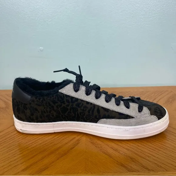 P448 Animal Print Sneakers John‎ Motif Suede Black Brown Gray Size 39 Shoes
