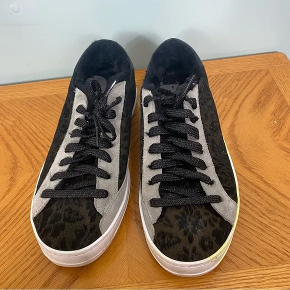 P448 Animal Print Sneakers John‎ Motif Suede Black Brown Gray Size 39 Shoes
