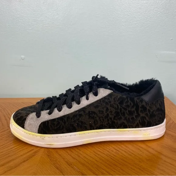 P448 Animal Print Sneakers John‎ Motif Suede Black Brown Gray Size 39 Shoes
