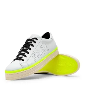 P448John Sneaker$315 Men White and Neon Green Sneakers size 45 US 11.5-12 NEW