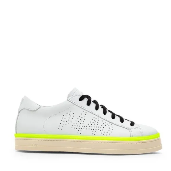 P448John Sneaker$315 Men White and Neon Green Sneakers size 45 US 11.5-12 NEW