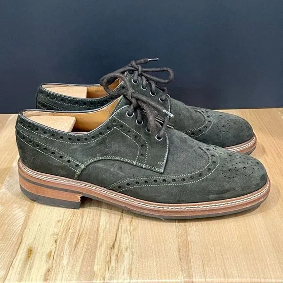 Paco Rodriguez Dark Green Suede Wingtips. Like new! Size 42/US 9.5-10.