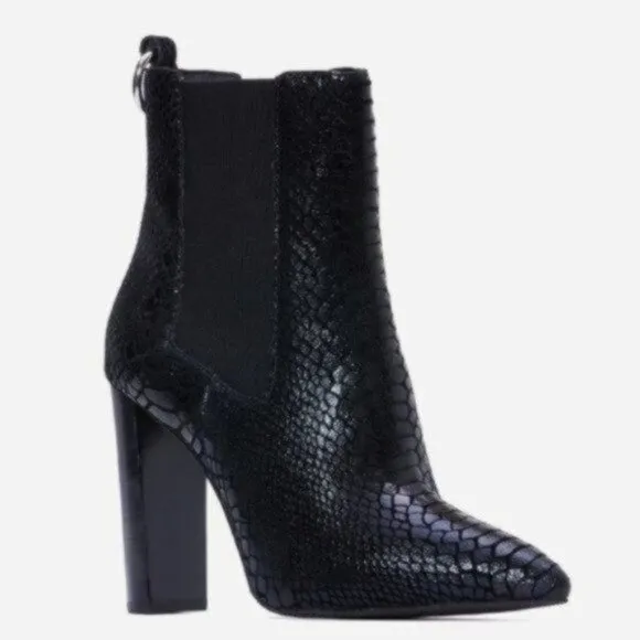 Paige Kingston Black Snake Heeled Boots