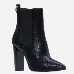 Paige Kingston Black Snake Heeled Boots
