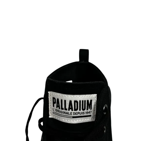Palladium Mens 6.5 Women 8 Black Canvas Pampa Hi High Canvas Combat Boots EUC