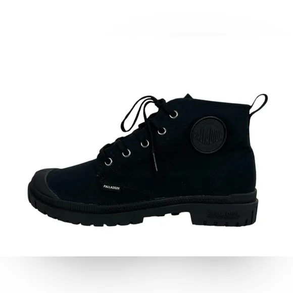 Palladium Mens 6.5 Women 8 Black Canvas Pampa Hi High Canvas Combat Boots EUC