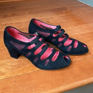 Pas De Rouge Made In Italy Women's Black Suede Shoes Size…37