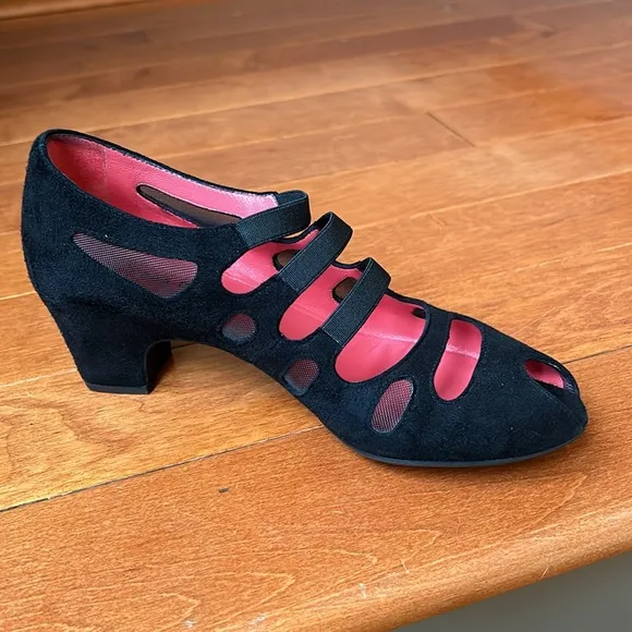 Pas De Rouge Made In Italy Women's Black Suede Shoes Size…37