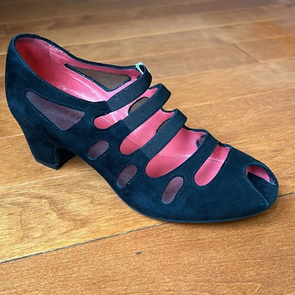 Pas De Rouge Made In Italy Women's Black Suede Shoes Size…37