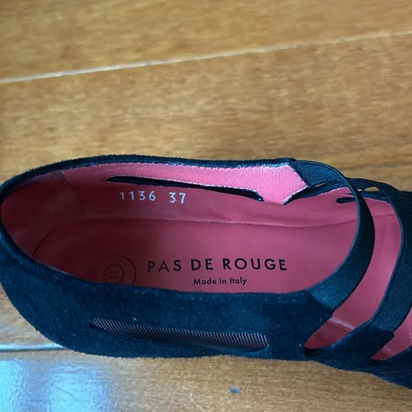 Pas De Rouge Made In Italy Women's Black Suede Shoes Size…37
