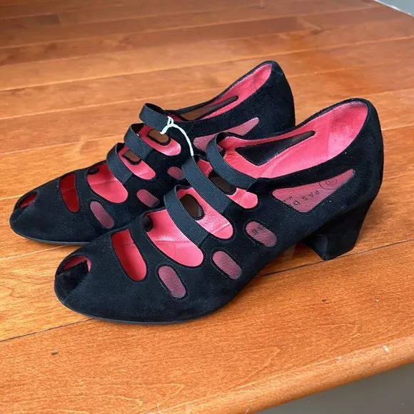 Pas De Rouge Made In Italy Women's Black Suede Shoes Size…37