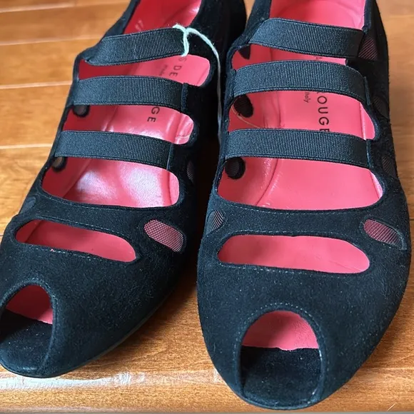 Pas De Rouge Made In Italy Women's Black Suede Shoes Size…37