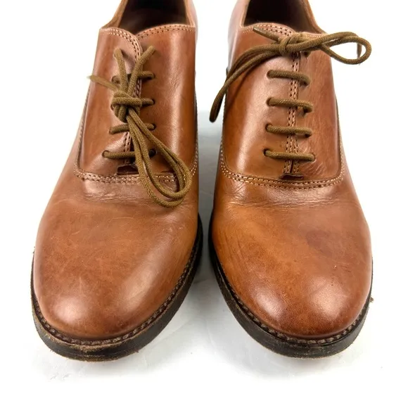 Patricia Nash Anna Shoes 9.5 Brown Leather Oxford Block Heel Womens
