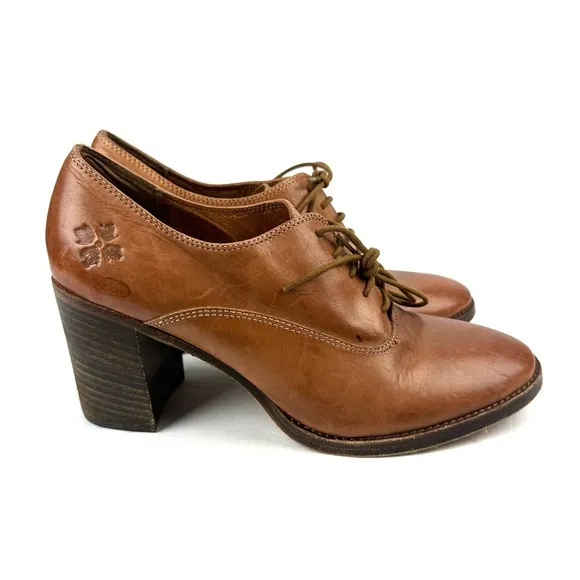 Patricia Nash Anna Shoes 9.5 Brown Leather Oxford Block Heel Womens