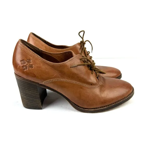 Patricia Nash Anna Shoes 9.5 Brown Leather Oxford Block Heel Womens