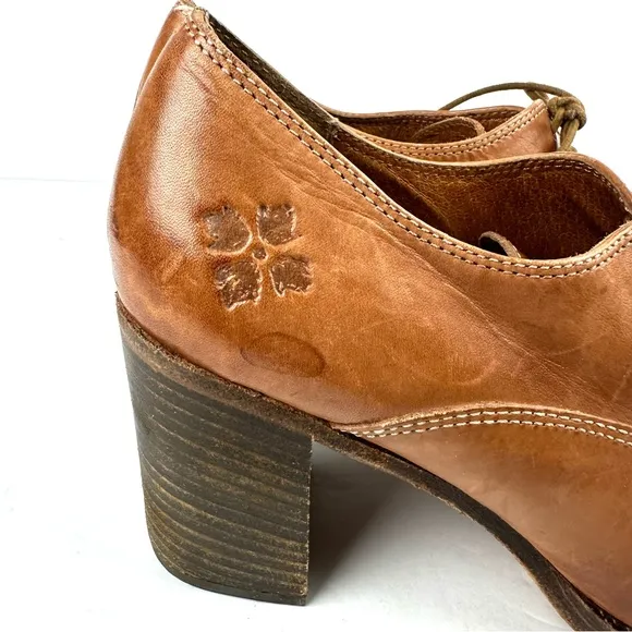 Patricia Nash Anna Shoes 9.5 Brown Leather Oxford Block Heel Womens