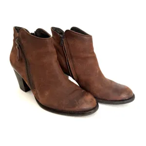 Paul Green Aubrey Ankle Boots US 8.5 UK 6.5 Rustic Brown Leather Western Booties