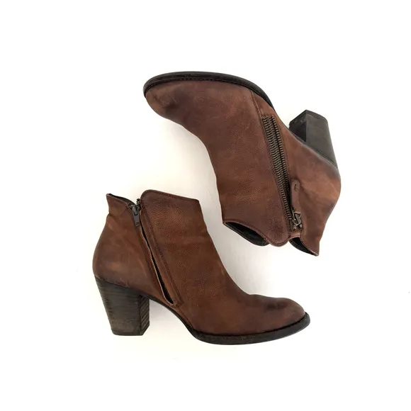 Paul Green Aubrey Ankle Boots US 8.5 UK 6.5 Rustic Brown Leather Western Booties