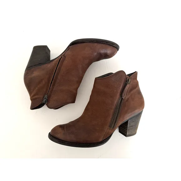 Paul Green Aubrey Ankle Boots US 8.5 UK 6.5 Rustic Brown Leather Western Booties