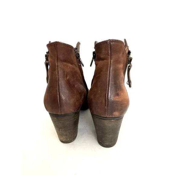Paul Green Aubrey Ankle Boots US 8.5 UK 6.5 Rustic Brown Leather Western Booties