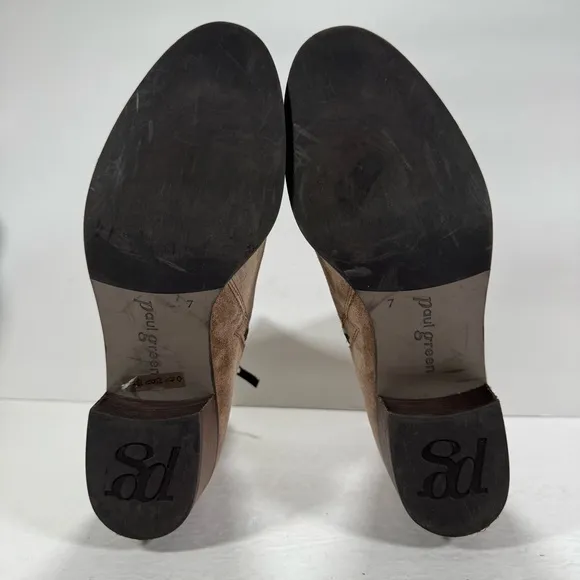 Paul Green Nicole Antelope Soft Suede Block Heel Ankle Booties Women Size 9.5
