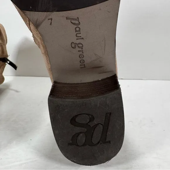Paul Green Nicole Antelope Soft Suede Block Heel Ankle Booties Women Size 9.5
