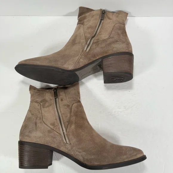 Paul Green Nicole Antelope Soft Suede Block Heel Ankle Booties Women Size 9.5