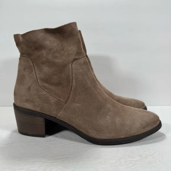 Paul Green Nicole Antelope Soft Suede Block Heel Ankle Booties Women Size 9.5